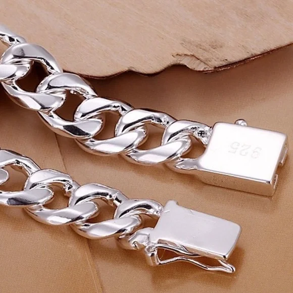 Sterling Silver Chain Link Cuban Necklace Curb Unisex - Picture 8 of 9